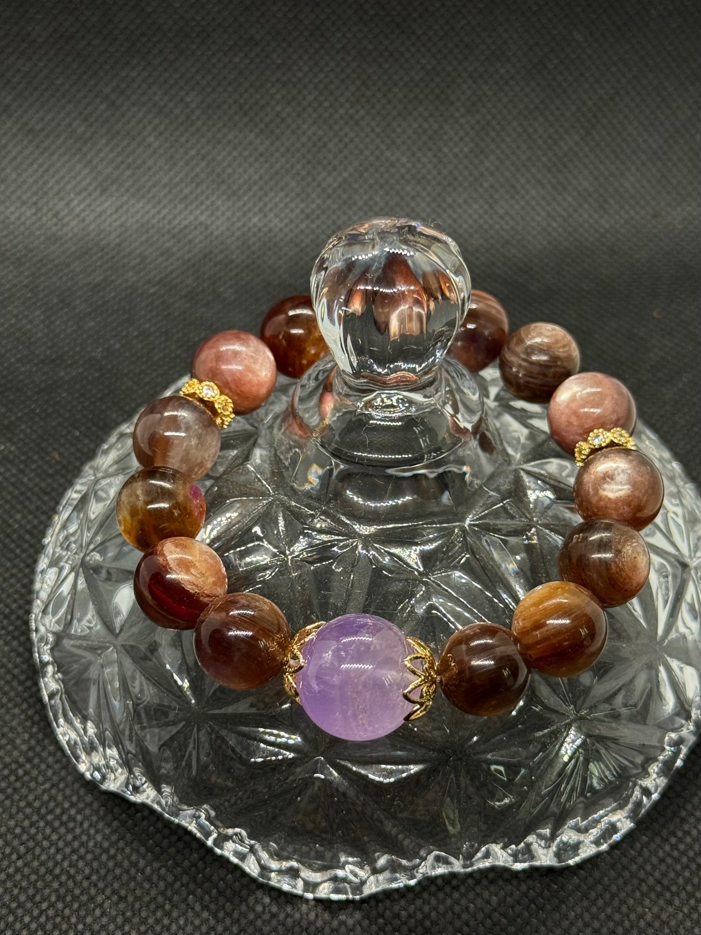 energy crystal bracelet｜Top Purple lithium mica•healing keep balance creativity紫锂云母的温柔相遇|治愈系“能量小枕头”