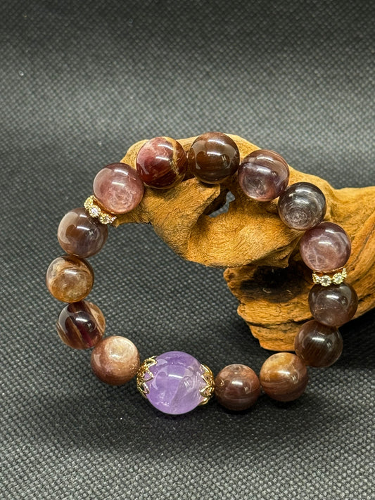 energy crystal bracelet｜Top Purple lithium mica•healing keep balance creativity紫锂云母的温柔相遇|治愈系“能量小枕头”