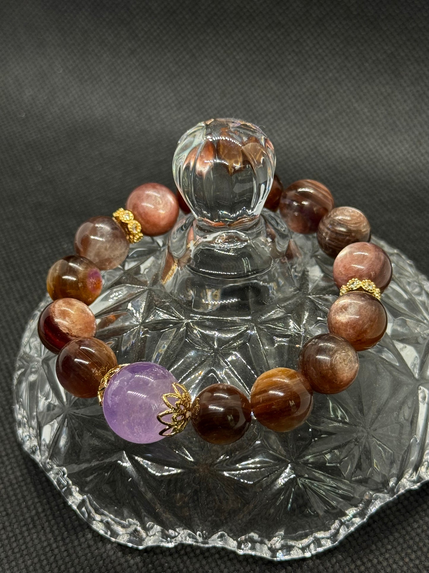 energy crystal bracelet｜Top Purple lithium mica•healing keep balance creativity紫锂云母的温柔相遇|治愈系“能量小枕头”