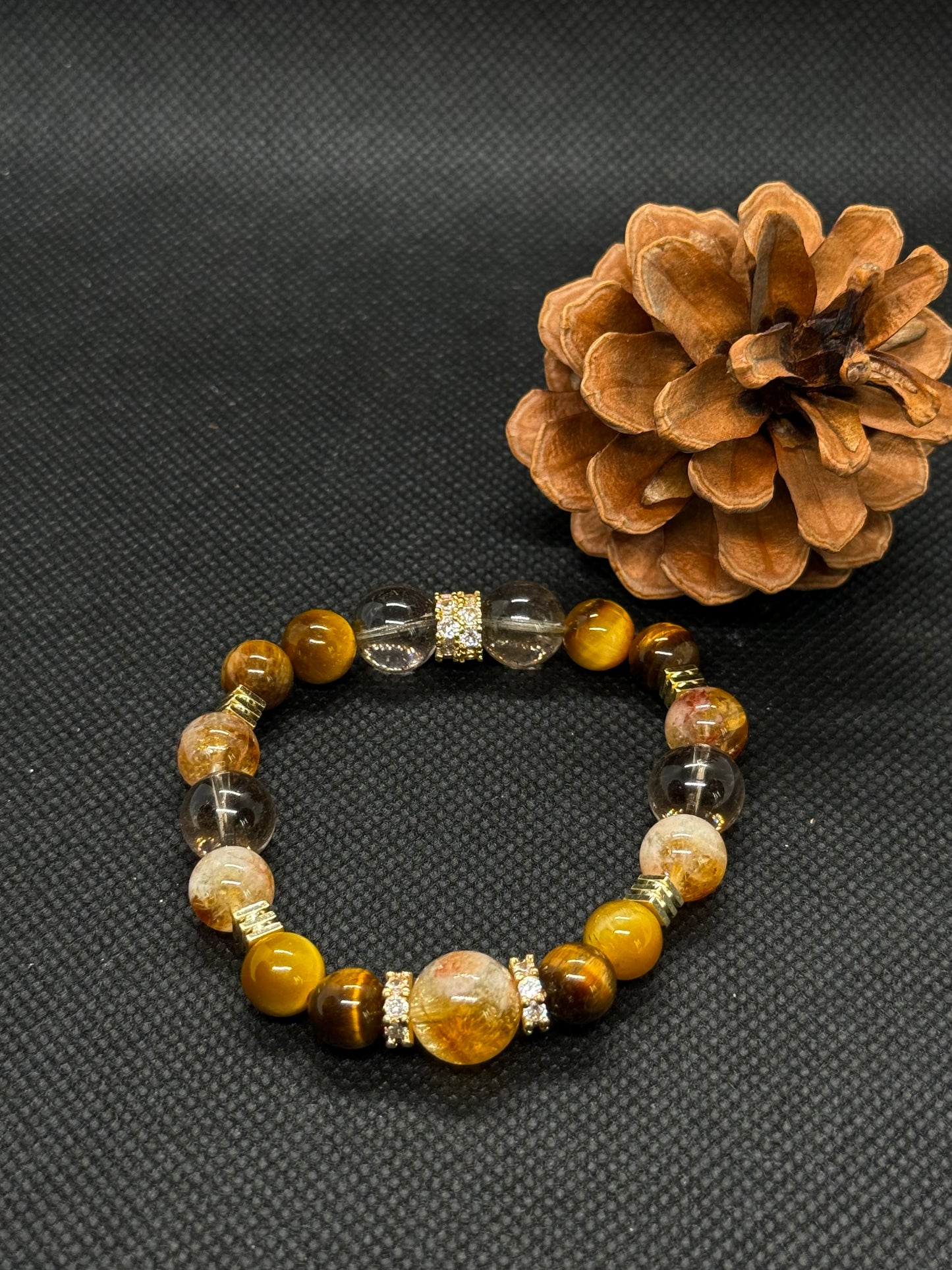 "Nine Purple Fire Year Lucky · Five Elements Citrine Wealth Bracelet | Fortune Magnetic Field + Career Nobles"
金霸聚宝盆—左手戴“金”，日进斗金